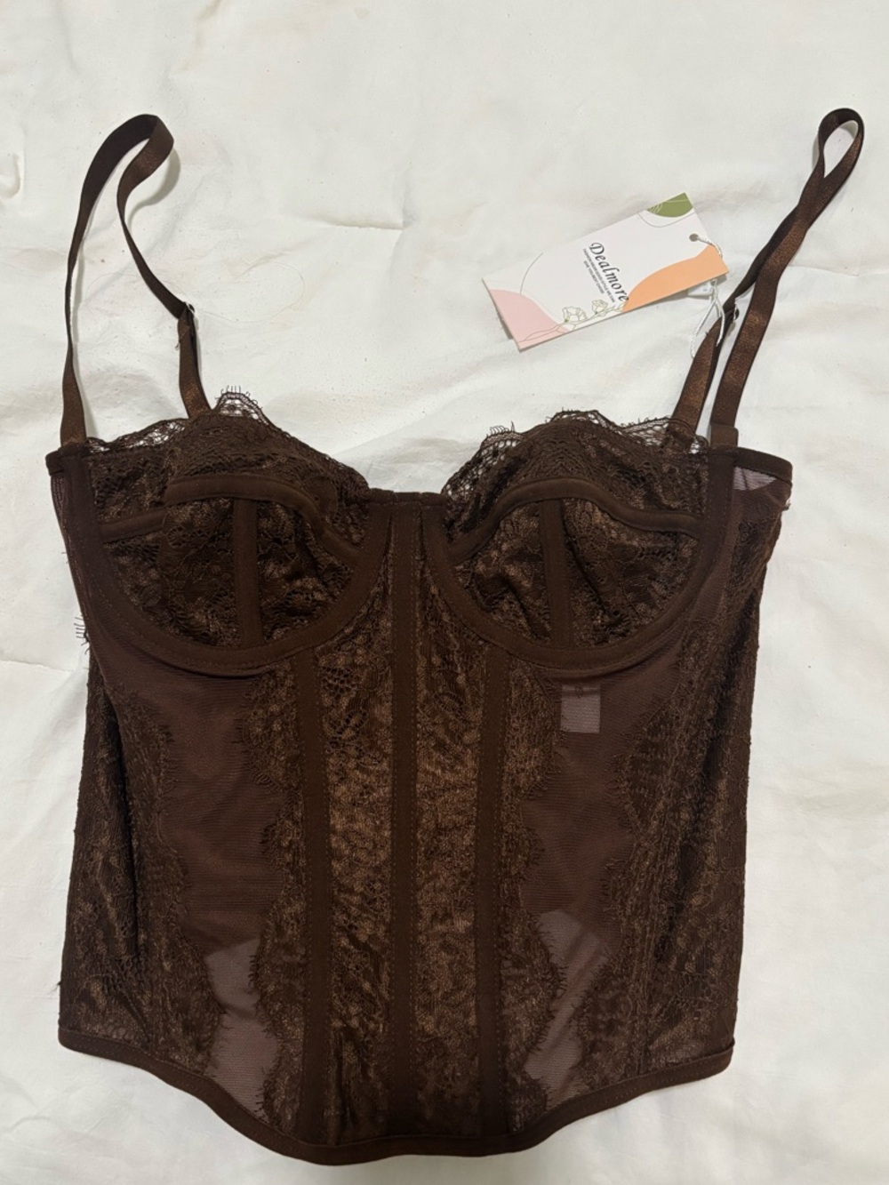 Cami Lace Bralette in Rich Chocolate Brown - XS by Salmore